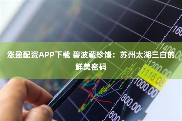 涨盈配资APP下载 碧波藏珍馐：苏州太湖三白的鲜美密码